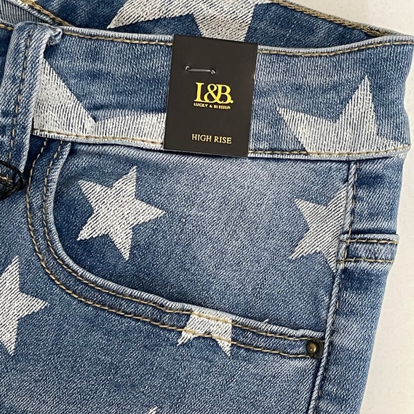 RESTOCKED! L & B Star Print Distressed Jean/Shorts - Picture 8 of 16